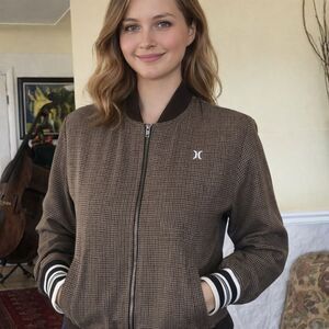 Vintage Hurley Houndstooth Mod Style Bomber Jacket